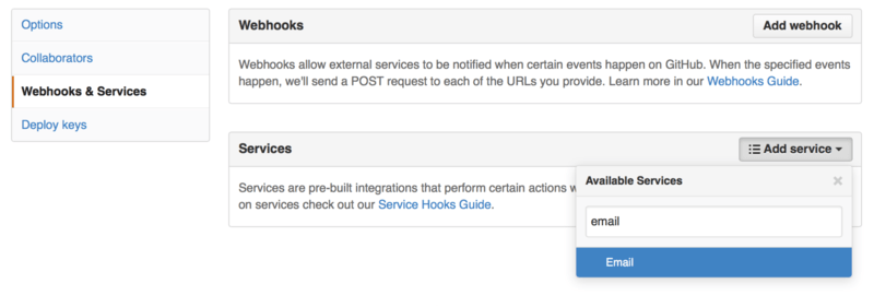 Services and Hooks configuration section