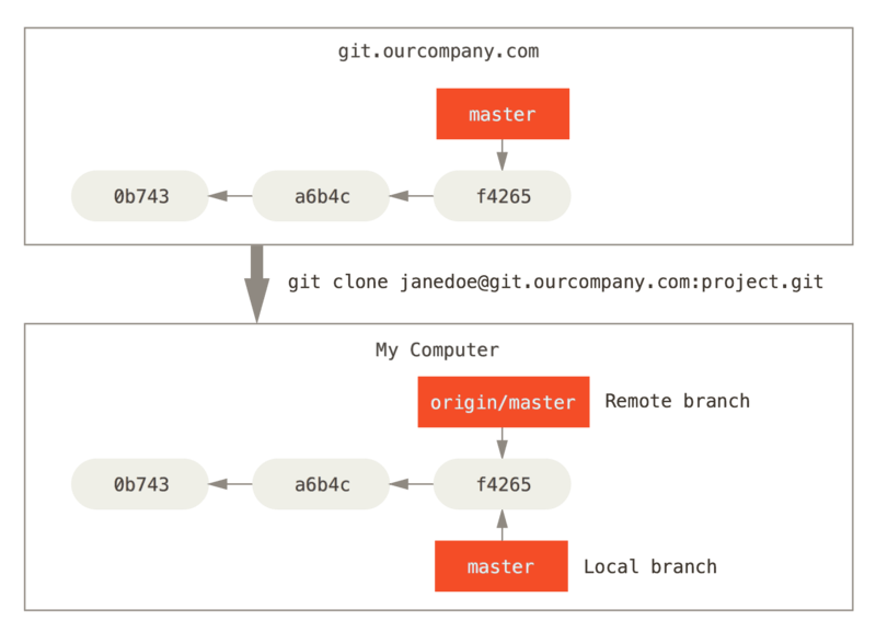 Servidor y repositorio local luego de ser clonado.