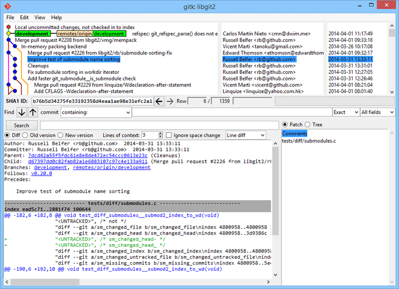 `gitk`の歴史ビューアー