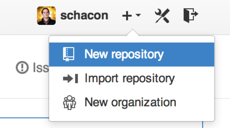 De ``New repository'' dropdown.